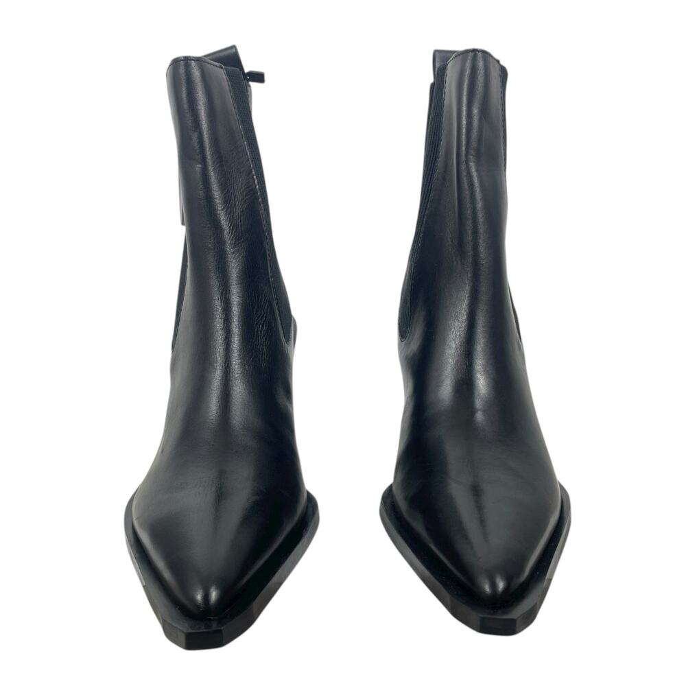 Mango Leather Pointed Toe Short CowboyBoots Black Size 38/ 7.5 - Picture 5 of 12